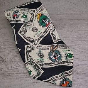 Looney Tunes Mania 1995 Vintage Mens Tie Necktie Buggs Daffy Sylvester Money VGC